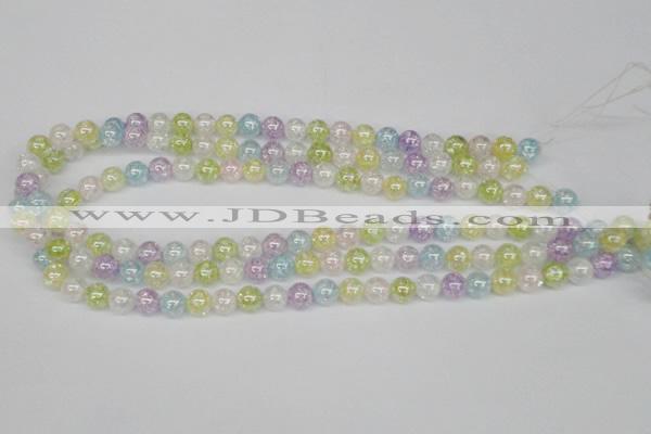 CKQ62 15.5 inches 8mm round AB-color dyed crackle quartz beads