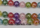 CKQ72 15.5 inches 8mm round AB-color dyed crackle quartz beads