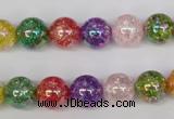 CKQ75 15.5 inches 14mm round AB-color dyed crackle quartz beads