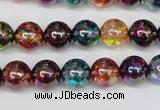 CKQ83 15.5 inches 10mm round AB-color dyed crackle quartz beads