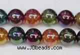 CKQ84 15.5 inches 12mm round AB-color dyed crackle quartz beads