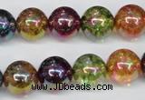 CKQ85 15.5 inches 14mm round AB-color dyed crackle quartz beads