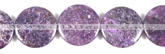 CKU06 15 inches 30mm coin purple kunzite beads wholesale