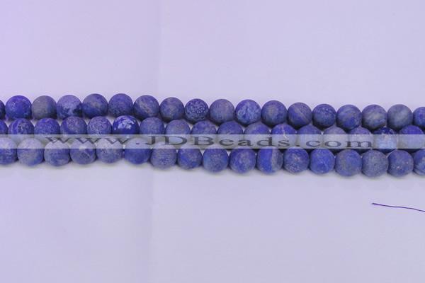 CLA63 15.5 inches 10mm round matte lapis lazuli beads