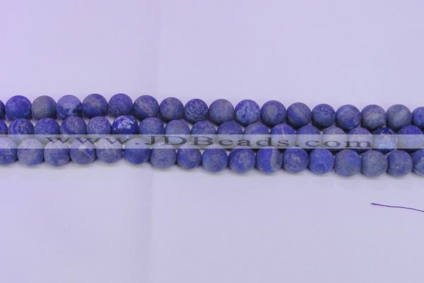 CLA65 15.5 inches 14mm round matte lapis lazuli beads