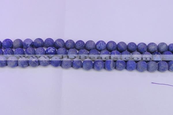 CLA66 15.5 inches 16mm round matte lapis lazuli beads