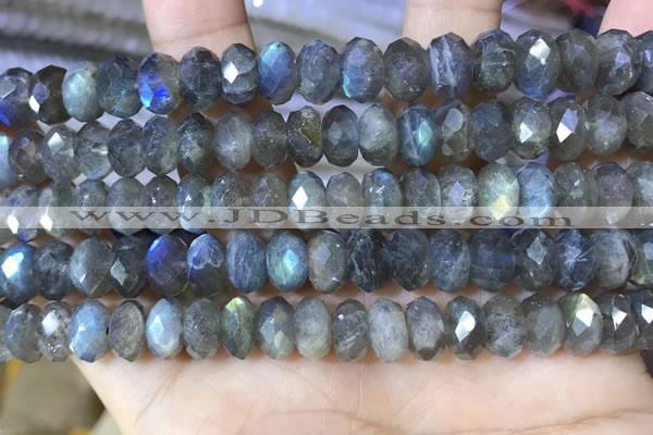 CLB1054 15.5 inches 6*10mm faceted rondelle labradorite gemstone beads