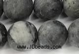 CLB1199 15 inches 12mm round matte black labradorite beads