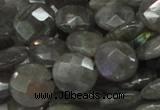 CLB14 16 inches 14mm faceted coin labradorite gemstone beads