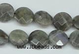 CLB191 15.5 inches 14mm faceted coin labradorite gemstone beads