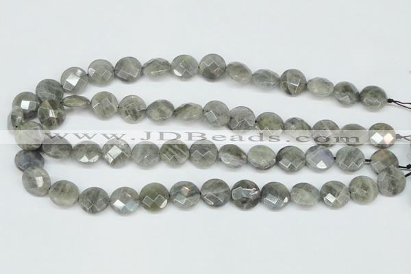 CLB191 15.5 inches 14mm faceted coin labradorite gemstone beads