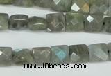 CLB199 15.5 inches 10*10mm faceted square labradorite beads