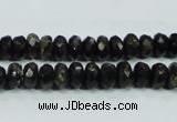 CLB303 15.5 inches 5*8mm faceted rondelle black labradorite beads