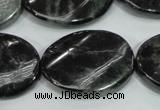 CLB318 15.5 inches 22*30mm twisted oval black labradorite beads