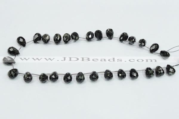 CLB319 10*14mm top-drilled faceted teardrop black labradorite beads