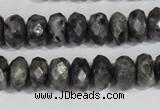 CLB322 15.5 inches 6*12mm faceted rondelle black labradorite beads