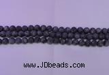 CLB370 15.5 inches 4mm round matte black labradorite beads