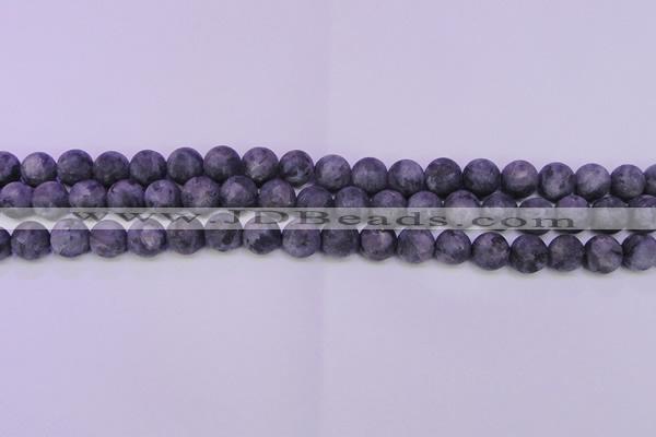 CLB370 15.5 inches 4mm round matte black labradorite beads