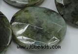 CLB40 15.5 inches 40mm faceted flat round labradorite gemstone beads