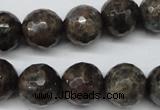 CLB405 15.5 inches 14mm faceted round grey labradorite beads