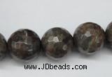 CLB406 15.5 inches 16mm faceted round grey labradorite beads