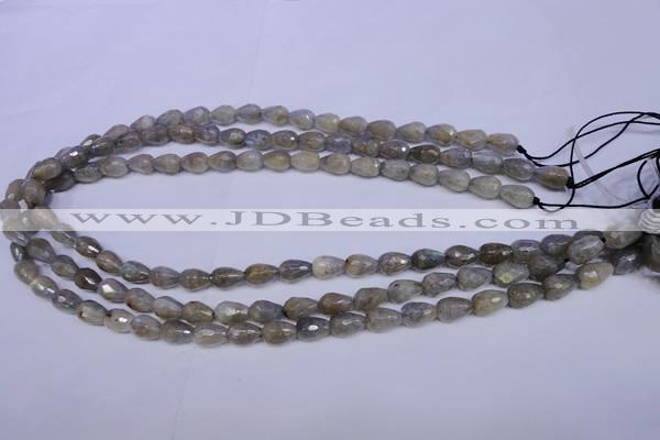 CLB501 15.5 inches 6*10mm faceted teardrop labradorite beads