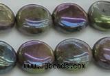 CLB636 15.5 inches 12mm flat round AB-color labradorite beads