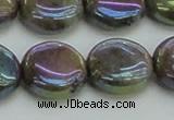 CLB637 15.5 inches 14mm flat round AB-color labradorite beads