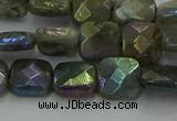 CLB686 15.5 inches 10mm faceted square AB-color labradorite beads