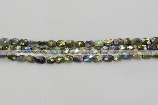 CLB695 15.5 inches 8*10mm faceted rectangle AB-color labradorite beads