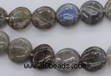 CLB72 15.5 inches 12mm flat round labradorite beads wholesale