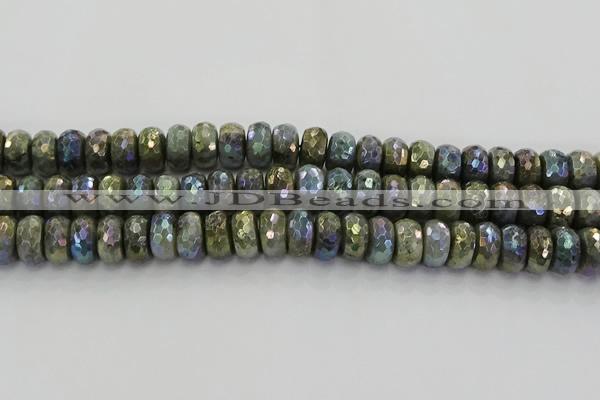 CLB760 15.5 inches 8*14mm faceted rondelle AB-color labradorite beads