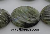 CLB99 15.5 inches 22*30mm carved oval labradorite beads