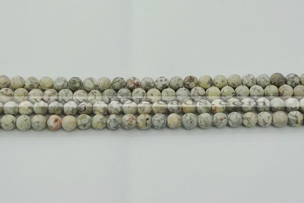 CLD202 15.5 inches 8mm round matte Chinese leopard skin jasper beads