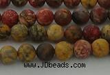 CLD211 15.5 inches 6mm round matte leopard skin jasper beads