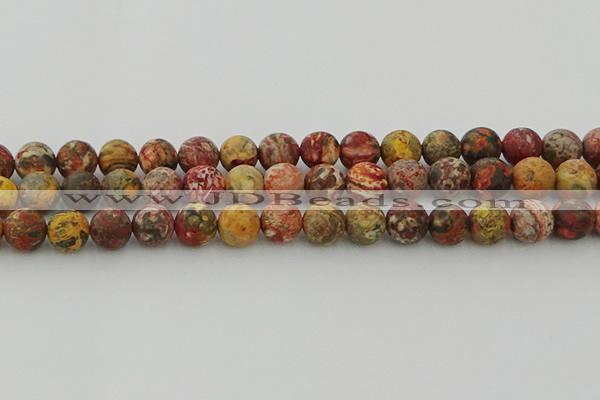 CLD214 15.5 inches 12mm round matte leopard skin jasper beads