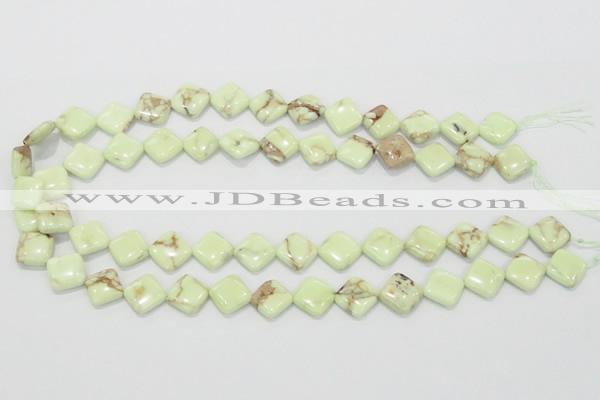 CLE37 15.5 inches 12*12mm diamond lemon turquoise beads wholesale