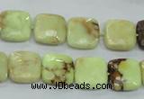 CLE60 15.5 inches 12*12mm faceted square lemon turquoise beads