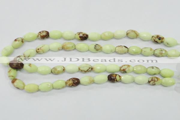 CLE70 15.5 inches 10*15mm faceted rice lemon turquoise beads