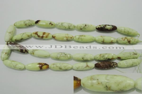 CLE75 15.5 inches 10*30mm faceted rice lemon turquoise beads