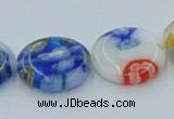 CLG517 16 inches 14mm flat round lampwork glass beads wholesale