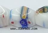 CLG536 16 inches 12*15mm faceted cuboid lampwork glass beads