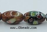 CLG546 16 inches 10*14mm rice goldstone & lampwork glass beads