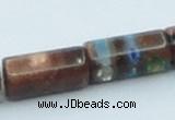 CLG551 16 inches 8*16mm faceted cylinder goldstone & lampwork beads