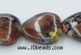 CLG558 16 inches 18*18mm heart goldstone & lampwork glass beads