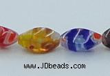 CLG576 16 inches 6*13mm twisted rice lampwork glass beads wholesale