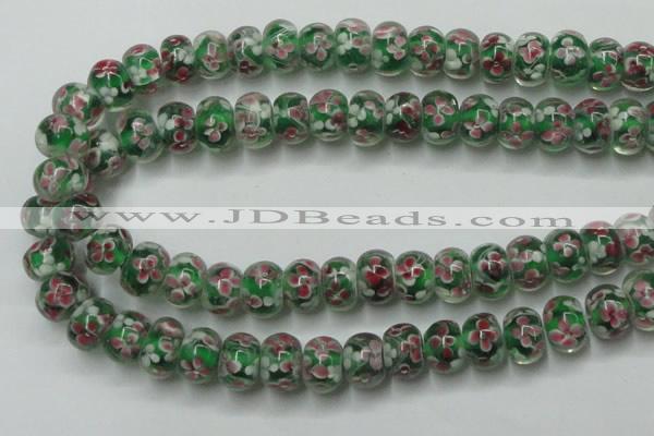 CLG769 14.5 inches 8*12mm rondelle lampwork glass beads wholesale