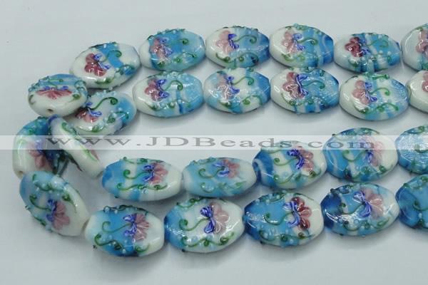 CLG799 15.5 inches 22*28mm oval lampwork glass beads wholesale