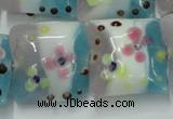 CLG809 15.5 inches 20*20mm square lampwork glass beads wholesale