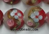 CLG812 15.5 inches 18mm flat round lampwork glass beads wholesale